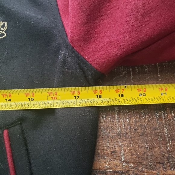 Beyonce's House of Dereon Black Maroon Wool Blend Varsity Jacket Size S - Picture 13 of 14